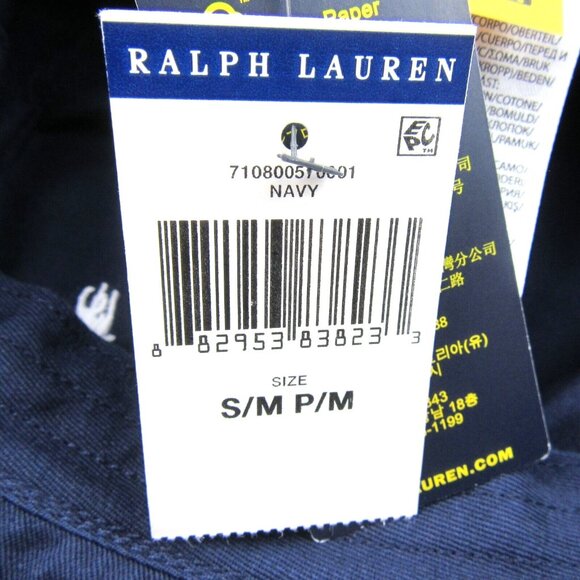 Polo Ralph Lauren Embroidered Pony Bucket Hat Adult Size S/M Navy Blue White NEW - Picture 12 of 12
